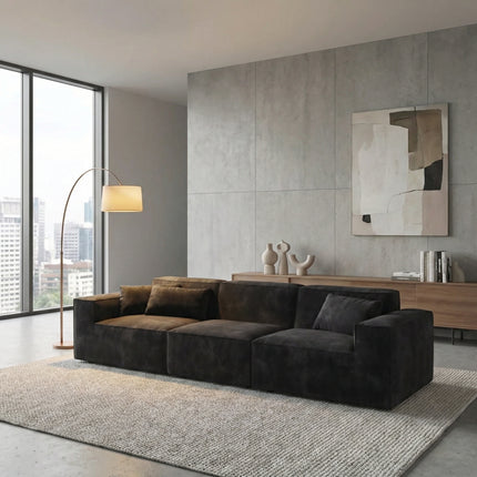 Solenza Mellow | 118" Cloud Modular 3-Seater Sofa | Washable Velvet Sofa