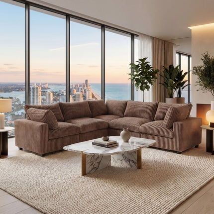 Solenza Palatina | 118" Cloud Modular V-Shaped Corner Sectional | Washable Plush Fabric