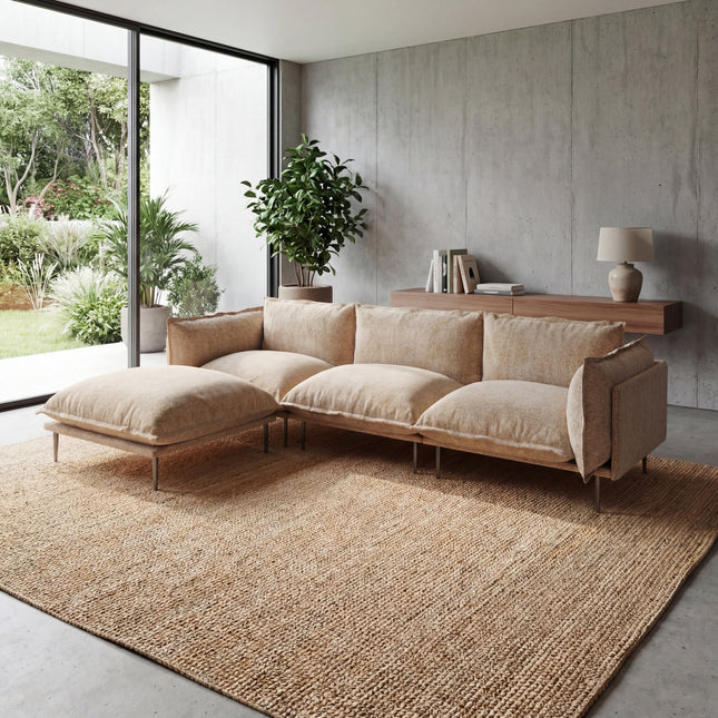 Solenza Aurora | 111" Cloud Modular 3-Seater Sectional + Ottoman - Washable Velvet