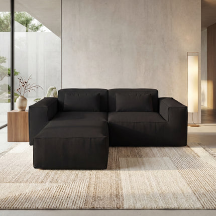 Solenza Mellow | 83" Cloud Modular 2-Seater Sectional + Ottoman | Washable Velvet Sofa