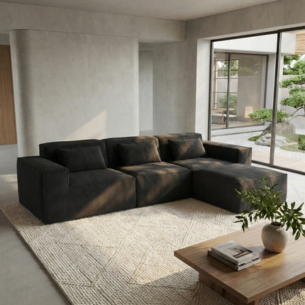 Solenza Mellow | 118" Cloud Modular 3-Seater Sectional + Ottoman | Washable Velvet Sofa