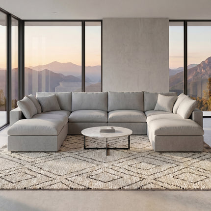 Solenza Nuvia | 160" U-Shaped Cloud Modular 8-Seat with 2 Ottomans | Washable