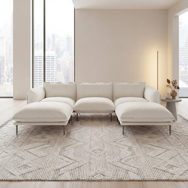 Solenza Aurora | 111" Cloud Modular U-Shaped Sectional + 2 Ottomans - Washable Velvet