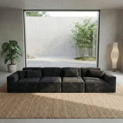 Solenza Mellow | 150" XL Cloud Modular 4-Seater Sofa | Washable Velvet Sofa