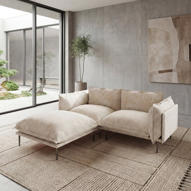 Solenza Aurora | 75" Cloud Modular 2-Seater Sectional + Ottoman - Washable Velvet