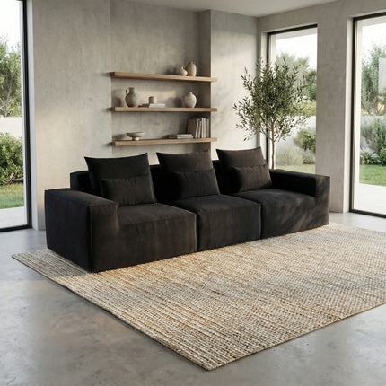Solenza Mellow | 118" Cloud Modular 3-Seater Sofa | Washable Velvet Sofa