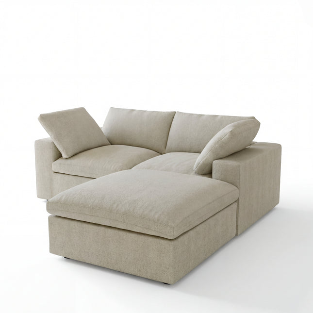 Solenza Nuvia | 80" Cloud Modular Sectional Sofa with Ottoman | Washable