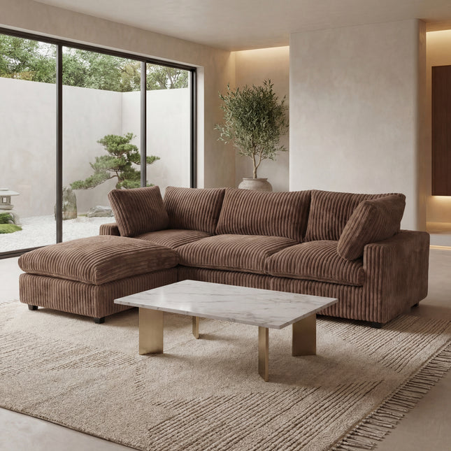 Solenza Palatina | 118" Cloud Modular 3-Seater Sectional + Ottoman | Washable Plush Fabric