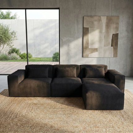 Solenza Mellow | 118" Cloud Modular 3-Seater Sectional + Ottoman | Washable Velvet Sofa