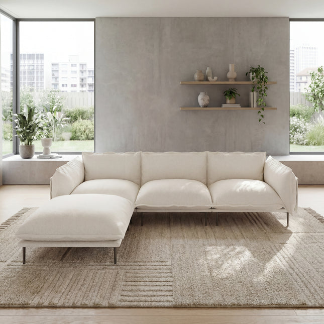 Solenza Aurora | 111" Cloud Modular 3-Seater Sectional + Ottoman - Washable Velvet