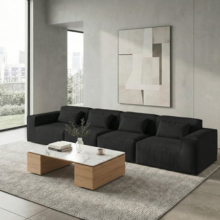 Solenza Mellow | 150" XL Cloud Modular 4-Seater Sofa | Washable Velvet Sofa