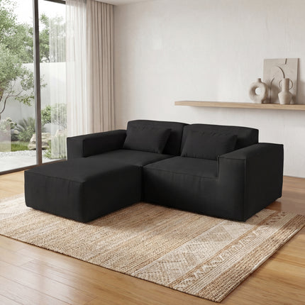 Solenza Mellow | 83" Cloud Modular 2-Seater Sectional + Ottoman | Washable Velvet Sofa