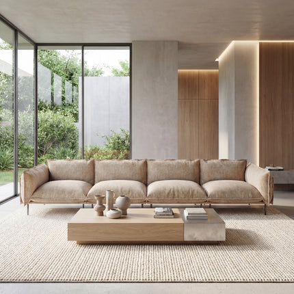 Solenza Aurora | 147" XL Cloud Modular 4-Seater Sofa - Washable Velvet