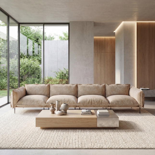 Solenza Aurora | 147" XL Cloud Modular 4-Seater Sofa - Washable Velvet