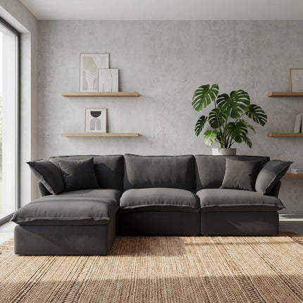 Solenza Lounge | 122" Cloud Modular Sectional + Ottoman | Washable Sofa