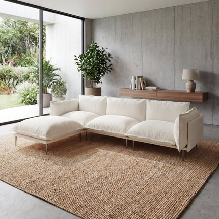 Solenza Aurora | 111" Cloud Modular 3-Seater Sectional + Ottoman - Washable Velvet