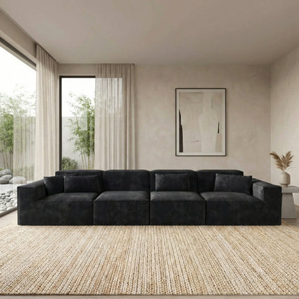 Solenza Mellow | 150" XL Cloud Modular 4-Seater Sofa | Washable Velvet Sofa