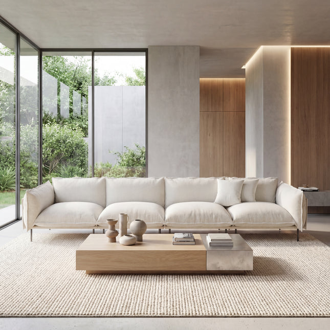Solenza Aurora | 147" XL Cloud Modular 4-Seater Sofa - Washable Velvet