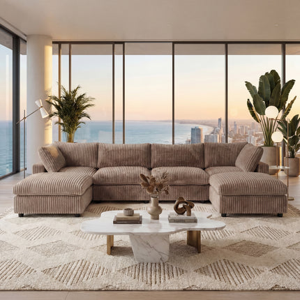 Solenza Palatina | 157" XL Cloud Modular U-Shaped Sectional + 2 Ottomans | Washable Plush Fabric