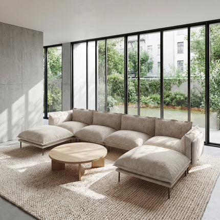 Solenza Aurora | 147" XL Cloud Modular U-Shaped Sectional + 2 Ottomans - Washable Velvet