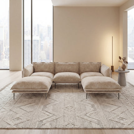 Solenza Aurora | 111" Cloud Modular U-Shaped Sectional + 2 Ottomans - Washable Velvet
