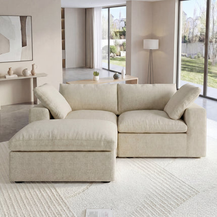Solenza Nuvia | 80" Cloud Modular Sectional Sofa with Ottoman | Washable