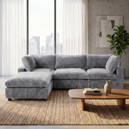 Solenza Palatina | 118" Cloud Modular 3-Seater Sectional + Ottoman | Washable Plush Fabric