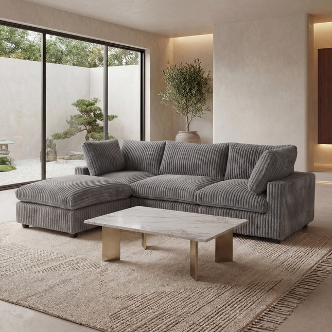 Solenza Palatina | 118" Cloud Modular 3-Seater Sectional + Ottoman | Washable Plush Fabric