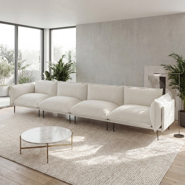 Solenza Aurora | 147" XL Cloud Modular 4-Seater Sofa - Washable Velvet