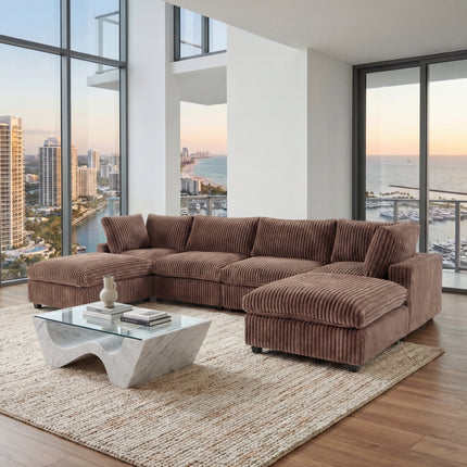 Solenza Palatina | 157" XL Cloud Modular U-Shaped Sectional + 2 Ottomans | Washable Plush Fabric