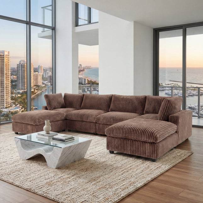 Solenza Palatina | 157" XL Cloud Modular U-Shaped Sectional + 2 Ottomans | Washable Plush Fabric