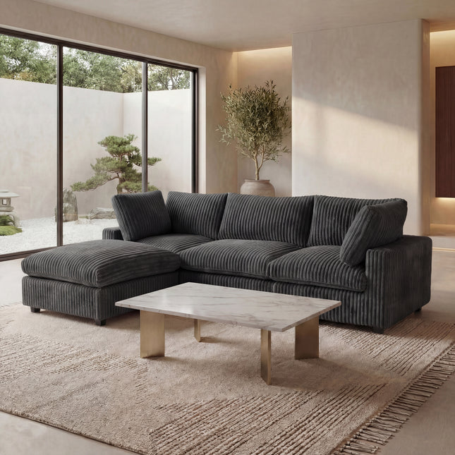 Solenza Palatina | 118" Cloud Modular 3-Seater Sectional + Ottoman | Washable Plush Fabric