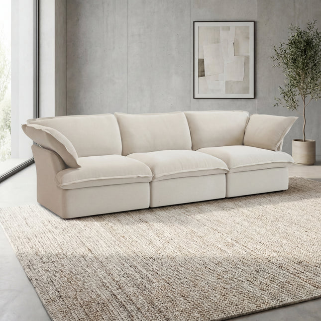 Solenza Lounge | 122" Cloud Modular 3-Seat Sofa | Washable Linen Sofa