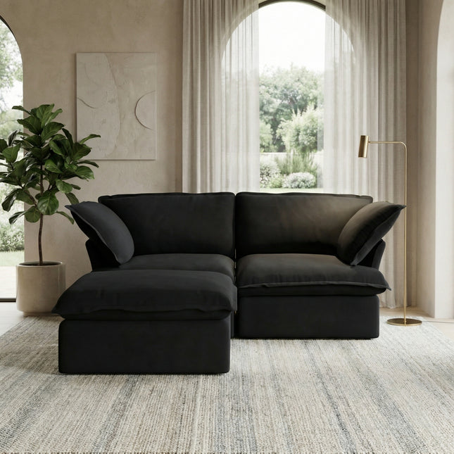Solenza Lounge | 83" Cloud Modular Sectional + Ottoman | Washable Sofa