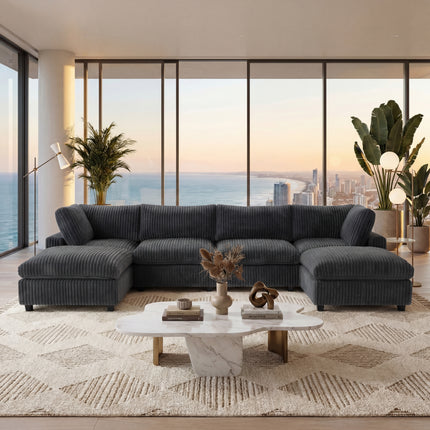 Solenza Palatina | 157" XL Cloud Modular U-Shaped Sectional + 2 Ottomans | Washable Plush Fabric