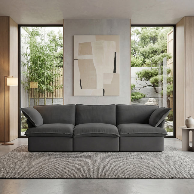 Solenza Lounge | 122" Cloud Modular 3-Seat Sofa | Washable Linen Sofa