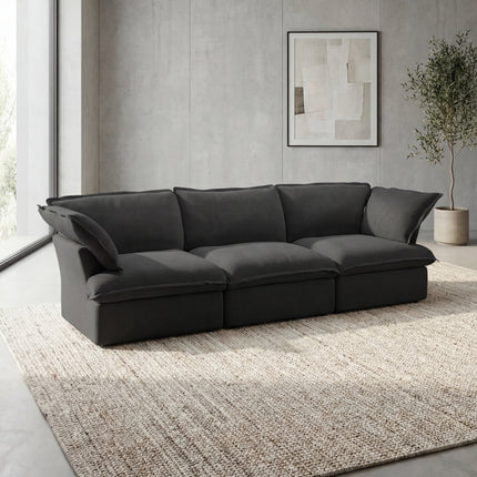 Solenza Lounge | 122" Cloud Modular 3-Seat Sofa | Washable Linen Sofa