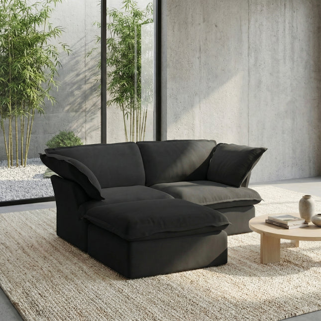 Solenza Lounge | 83" Cloud Modular Sectional + Ottoman | Washable Sofa
