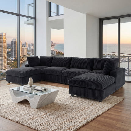 Solenza Palatina | 157" XL Cloud Modular U-Shaped Sectional + 2 Ottomans | Washable Plush Fabric