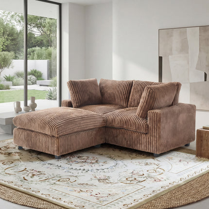 Solenza Palatina | 79" Cloud Modular 2-Seater Sectional + Ottoman | Washable Plush Fabric