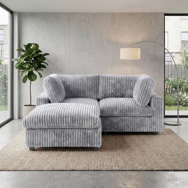 Solenza Palatina | 79" Cloud Modular 2-Seater Sectional + Ottoman | Washable Plush Fabric