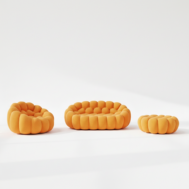 Solenza Bubble | 2-Seat Modular Loveseat + Modular Sofa Chair + Ottoman  | 3D-Knitted Fabric