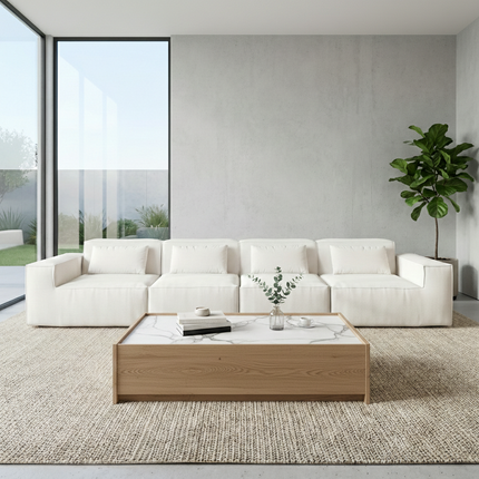 Solenza Mellow | 150" XL Cloud Modular 4-Seater Sofa | Washable Velvet Sofa