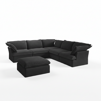 Solenza Lounge | 122" Cloud Modular Corner + Ottoman | Washable Sofa