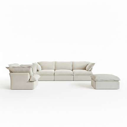 Solenza Lounge | 4-Seater Cloud Modular 3-Piece Sectional Sofa Set - Washable Linen Covers Sofa