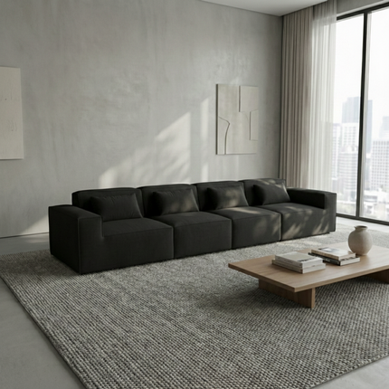 Solenza Mellow | 150" XL Cloud Modular 4-Seater Sofa | Washable Velvet Sofa