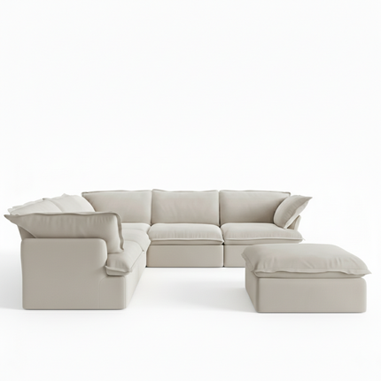 Solenza Lounge | 122" Cloud Modular Corner + Ottoman | Washable Sofa