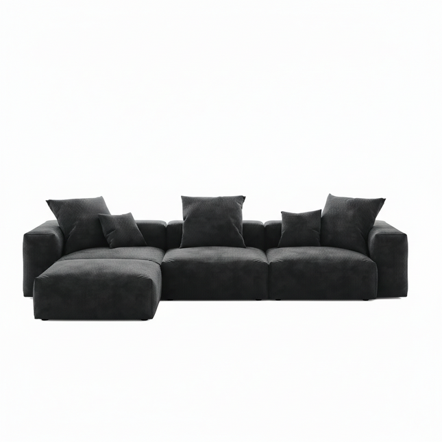 Solenza Haven | 142" Modular Corduroy L-Shaped Sectional + Ottoman | Washable & Pet-Friendly