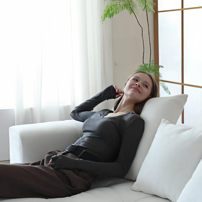 Solenza Elysian | 144" Modular 3-Seater L-Shaped Sectional + Ottoman | Washable Linen Sofa