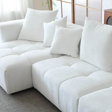 Solenza Elysian | 131" Modular 3-Seater Sectional + Ottoman | Washable Linen Sofa